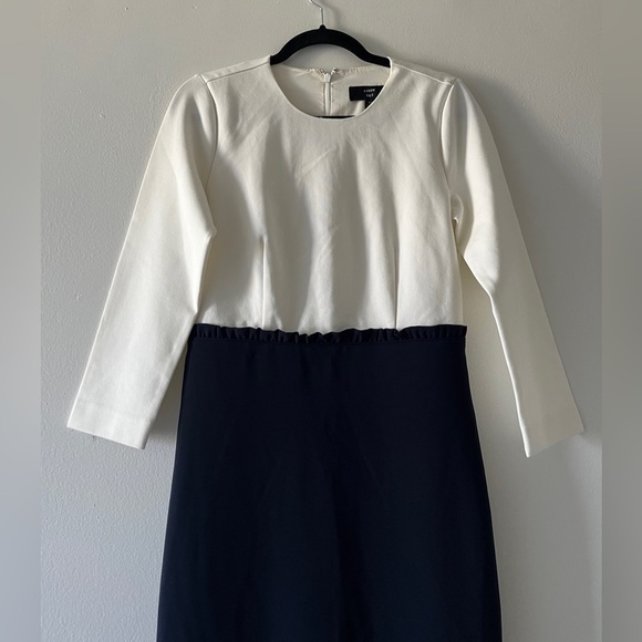 J Crew 365 Colorblock Midi Dress Ivory / Navy Size 4 Tall Business Casual Office - Picture 9 of 16